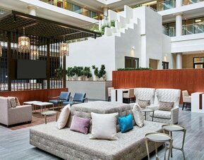 Lounge and coworking space at Embassy Suites By Hilton Washington DC Georgetown.