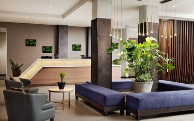 Lobby and lounge at SpringHill Suites By Marriott Milpitas.