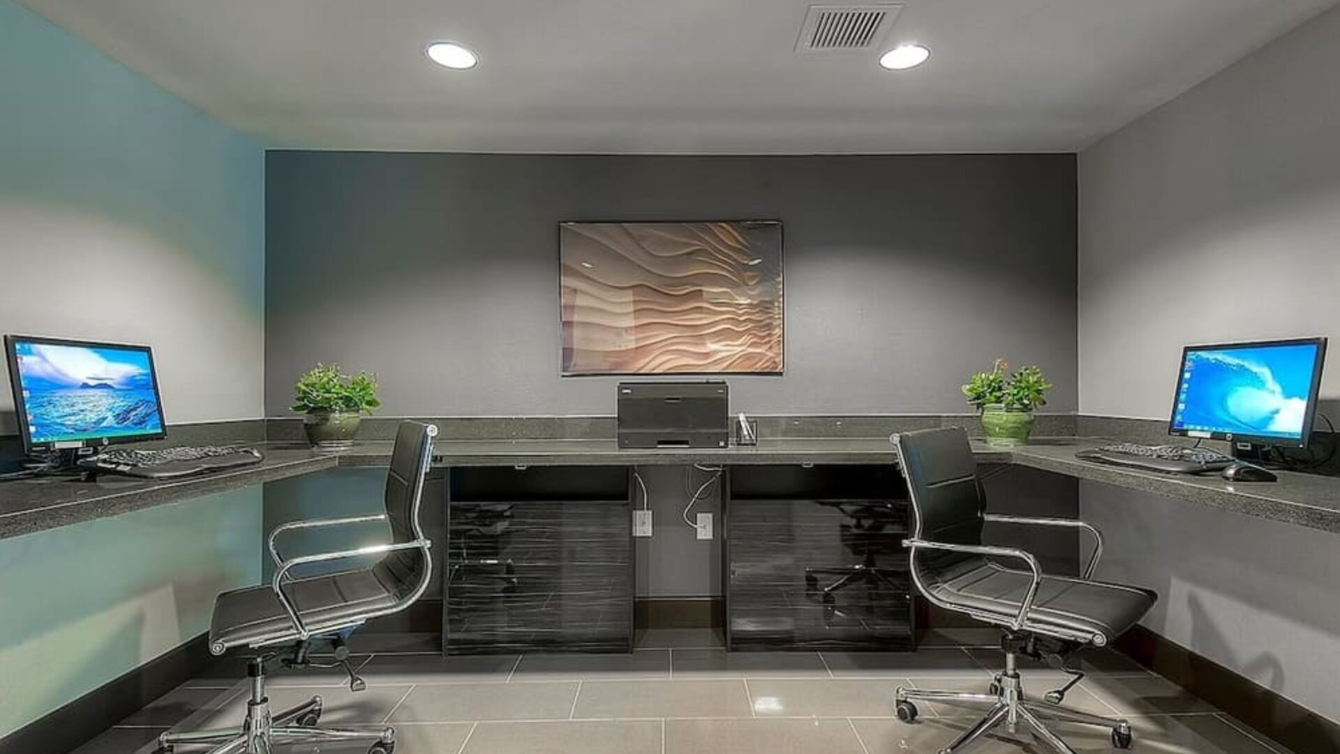 Business center at Holiday Inn Express Hotel & Suites Carlsbad Beach.