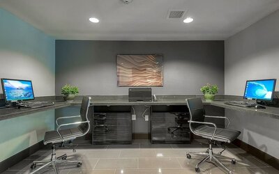 Business center at Holiday Inn Express Hotel & Suites Carlsbad Beach.