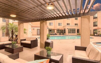 Outdoor pool at Holiday Inn Express Hotel & Suites Carlsbad Beach.