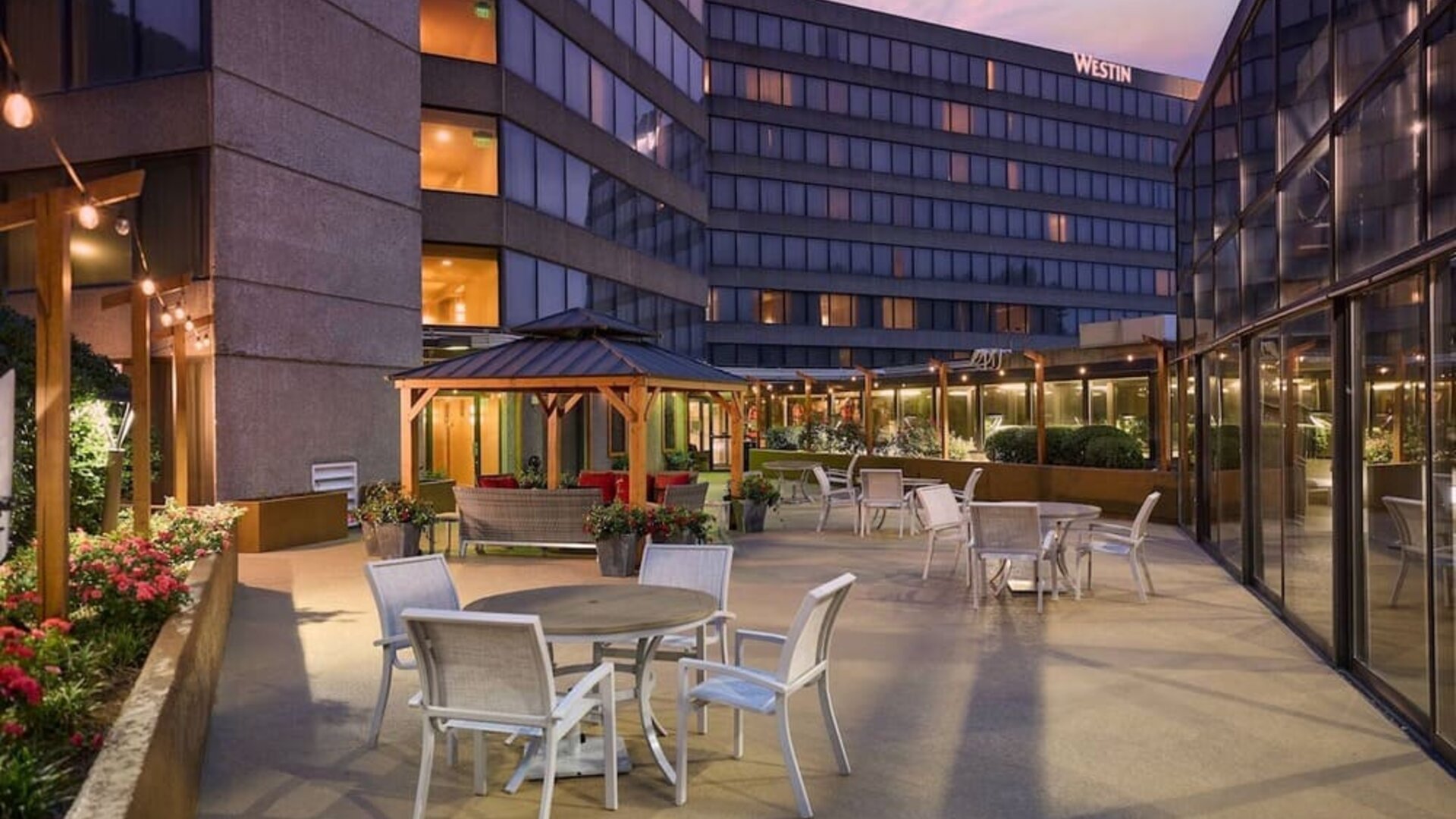 Outdoor pool deck at Westin Atlanta Airport Hotel.