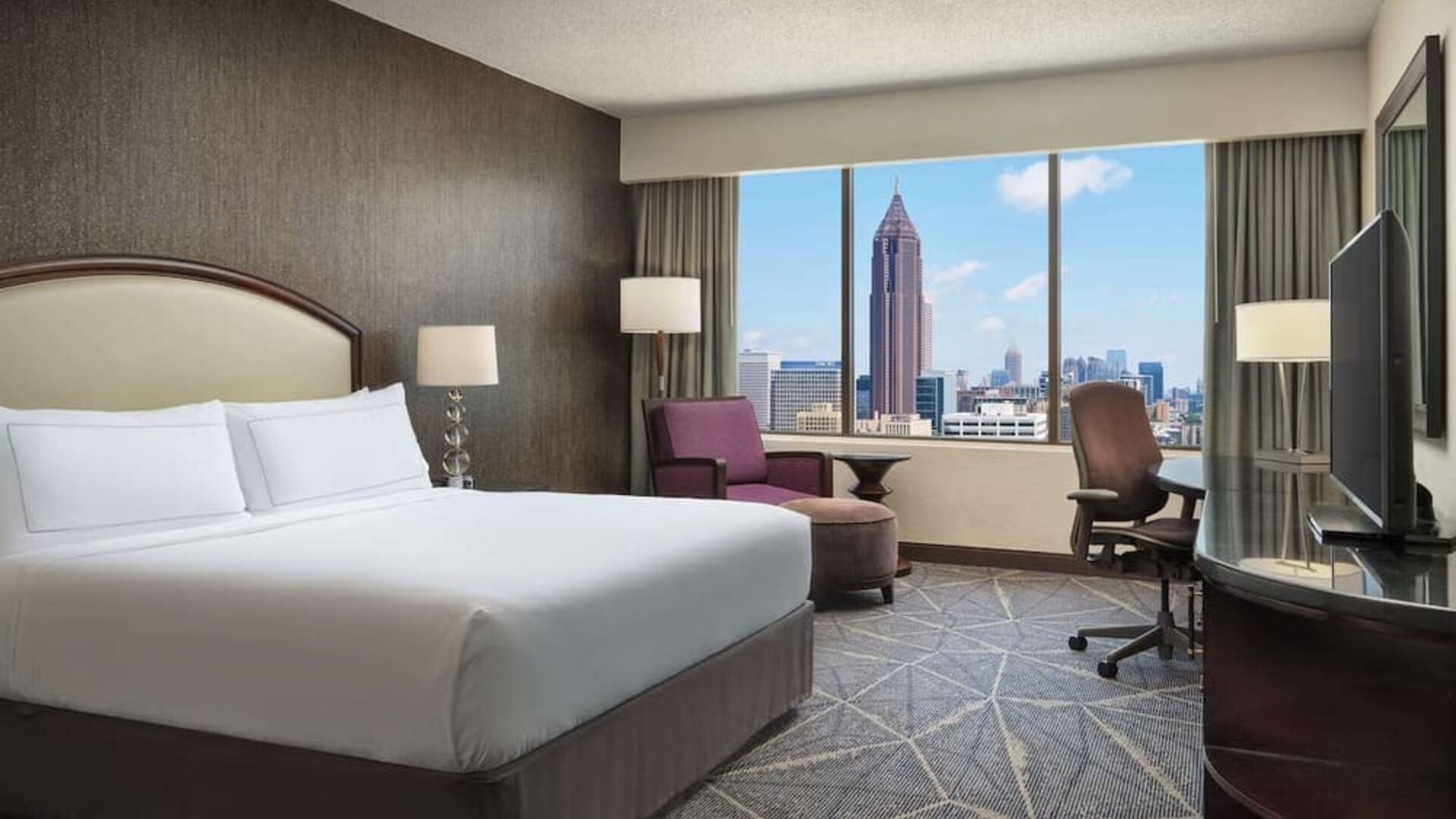 Day use room with work desk at Hilton Atlanta.