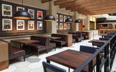 Dining area perfect for coworking at Embassy Suites by Hilton San Francisco Airport.