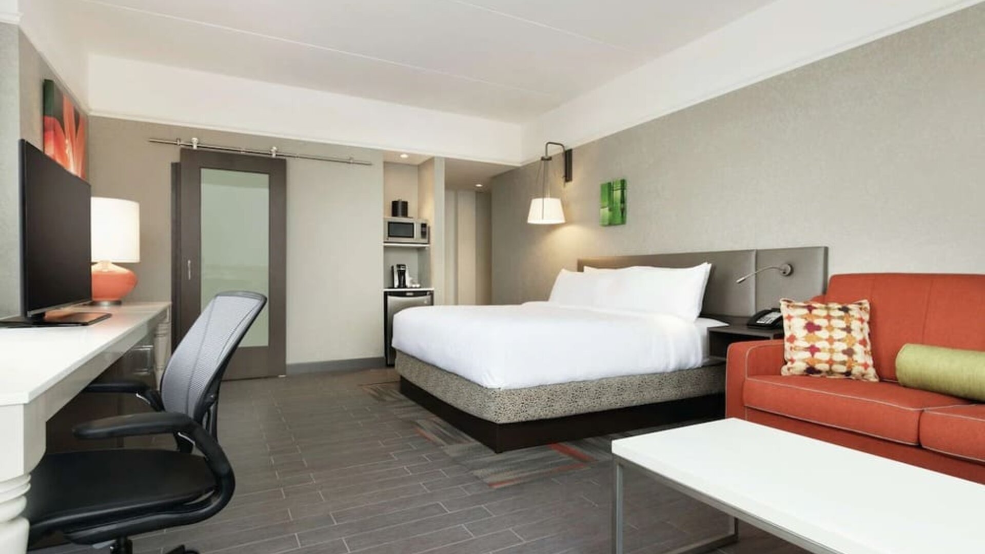 Day use room amenities at Hilton Garden Inn Calgary Downtown.