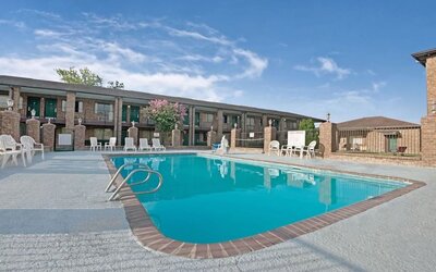 Outdoor pool at Super 8 By Wyndham Universal City.