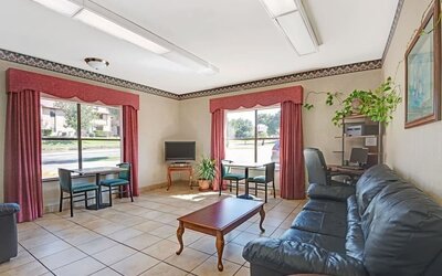 Lobby seating at Super 8 By Wyndham Universal City.