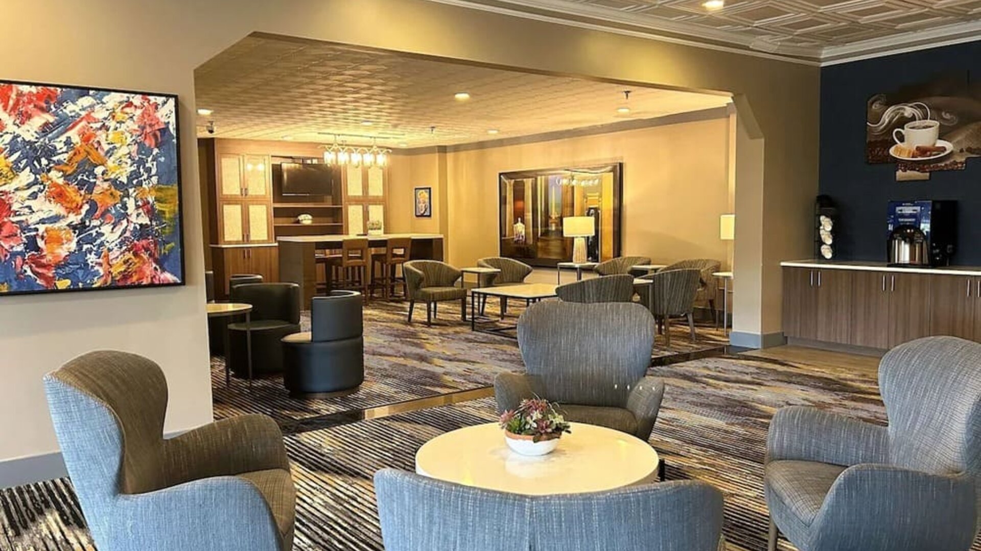 Coworking lounge at Best Western Premier Rockville Hotel & Suites.