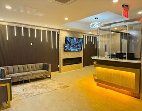 Reception and lobby at LIV Hotel Bronx.