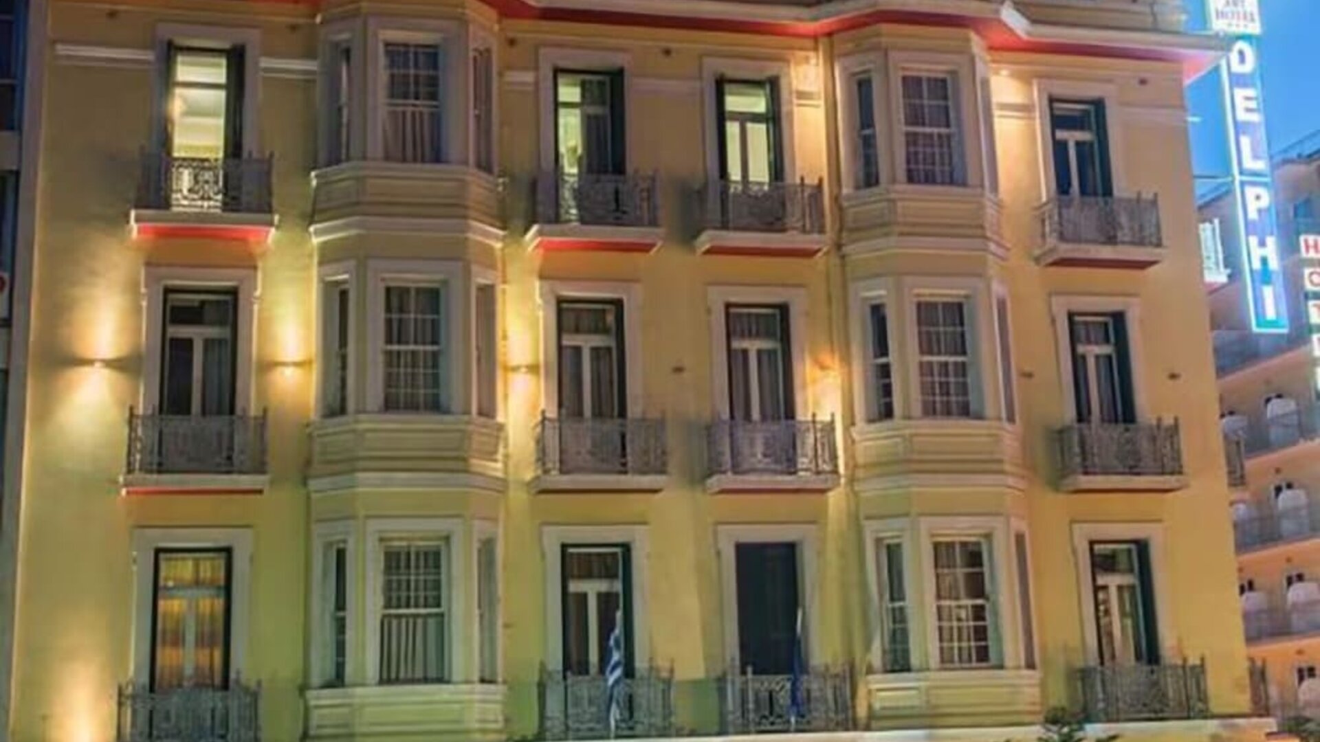 Hotel exterior at Delphi Art Hotel.