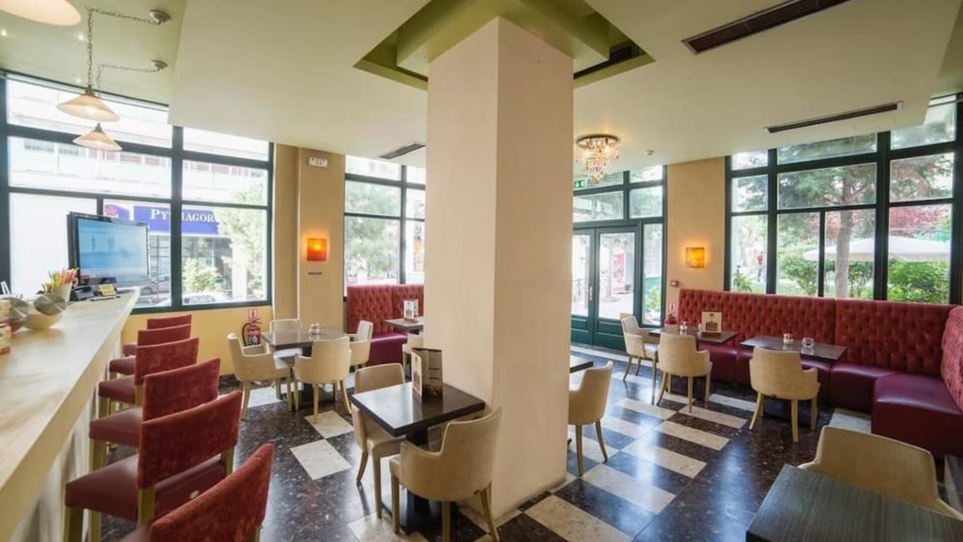 Hotel restaurant at Delphi Art Hotel.