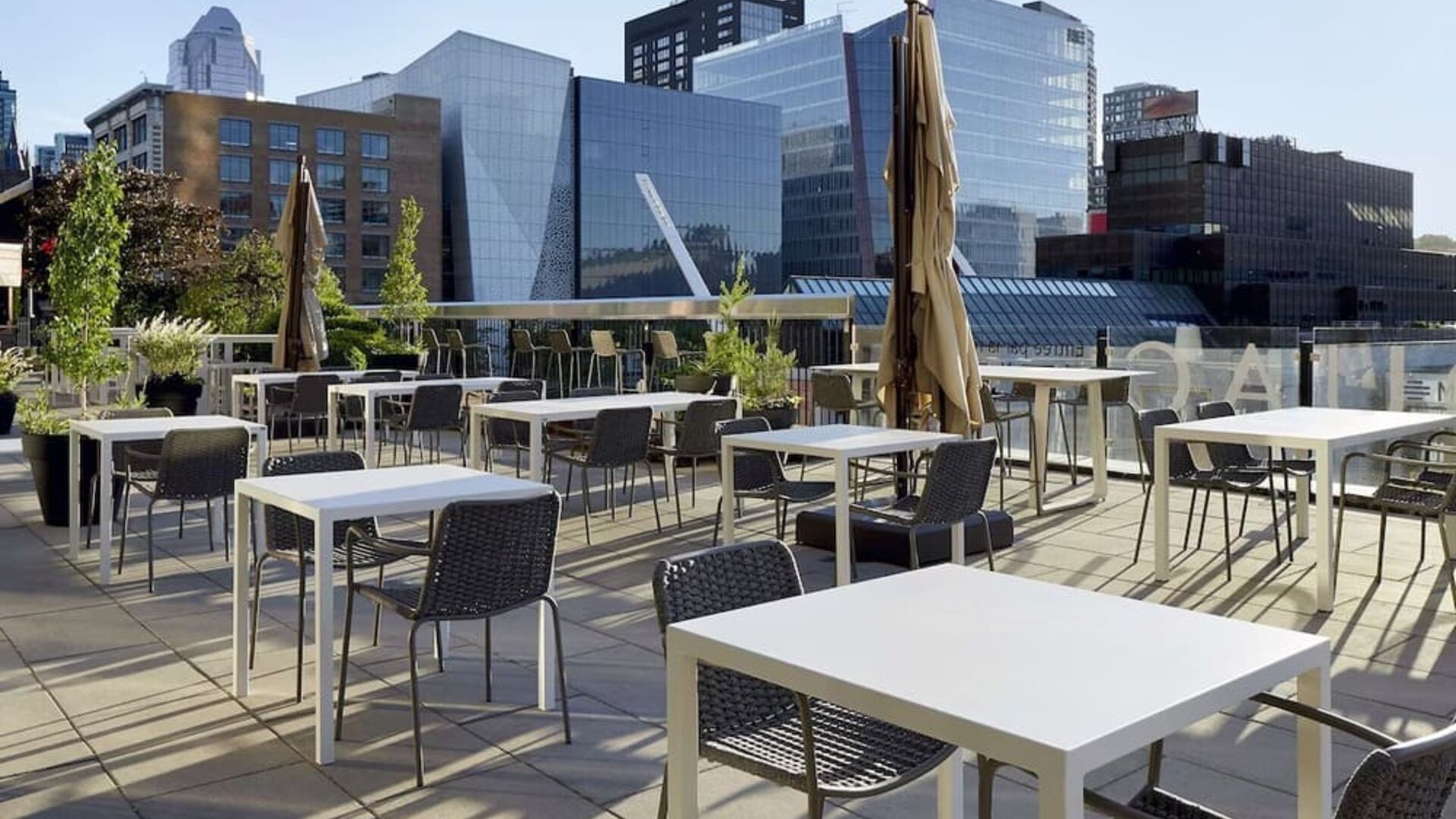 Outdoor terrace at DoubleTree By Hilton Montreal.
