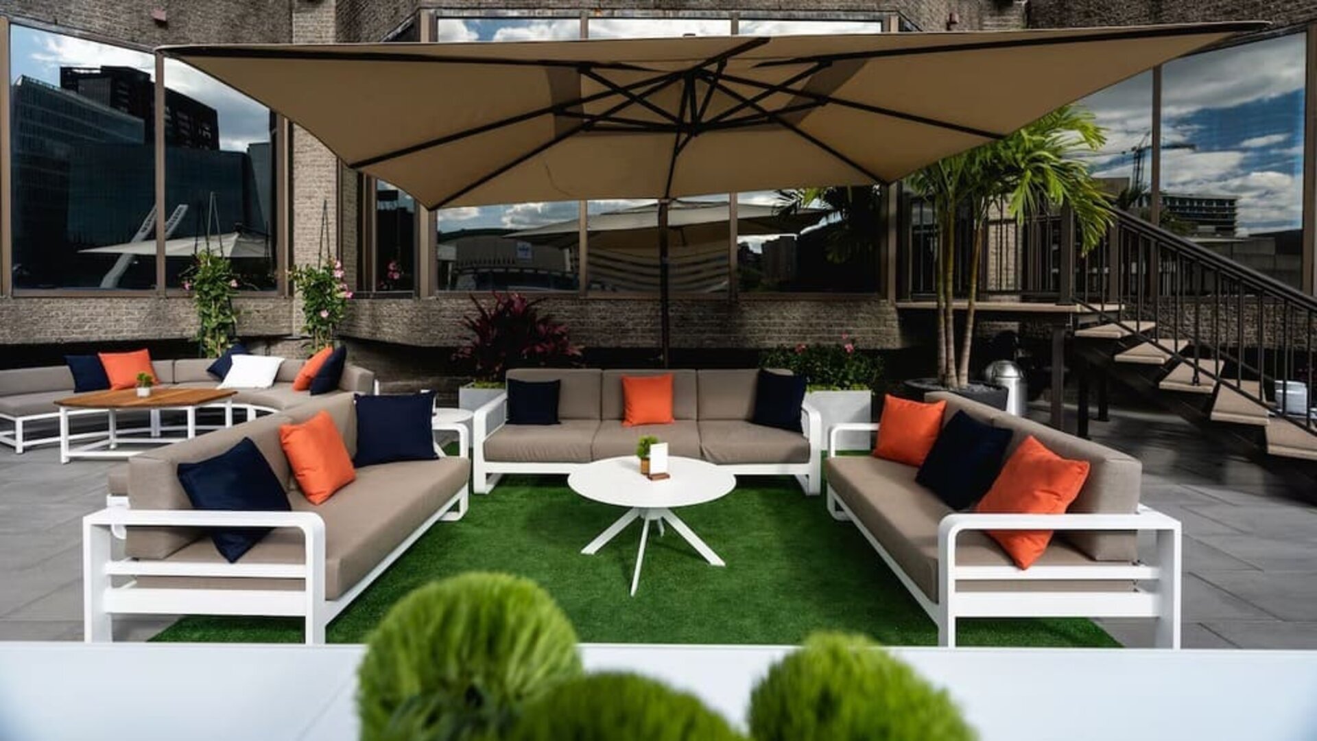 Outdoor terrace at DoubleTree By Hilton Montreal.