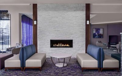 Fire place at Hilton Garden Inn Calgary Airport.