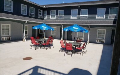 Outdoor terrace at Days Inn By Wyndham Saint John New Brunswick.