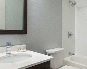 Guest bathroom at Days Inn By Wyndham Saint John New Brunswick.