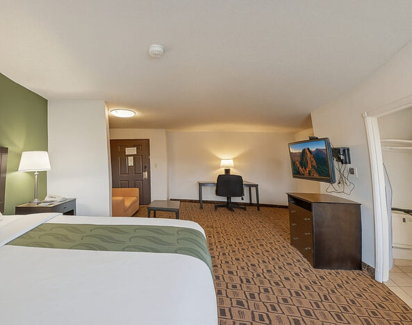 Day use room at Coratel Plus Suites Wichita West Airport.