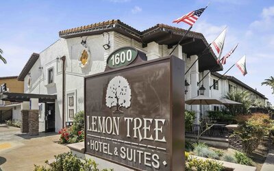 Hotel exterior at Lemon Tree Hotel & Suites Anaheim.