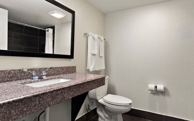 Guest bathroom at Quality Inn Memphis Northeast Near I-40.