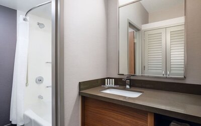 Guest bathroom at Courtyard By Marriott Columbus Worthington.
