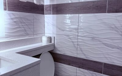 Guest bathroom at THE VINE HOTEL BRONX.