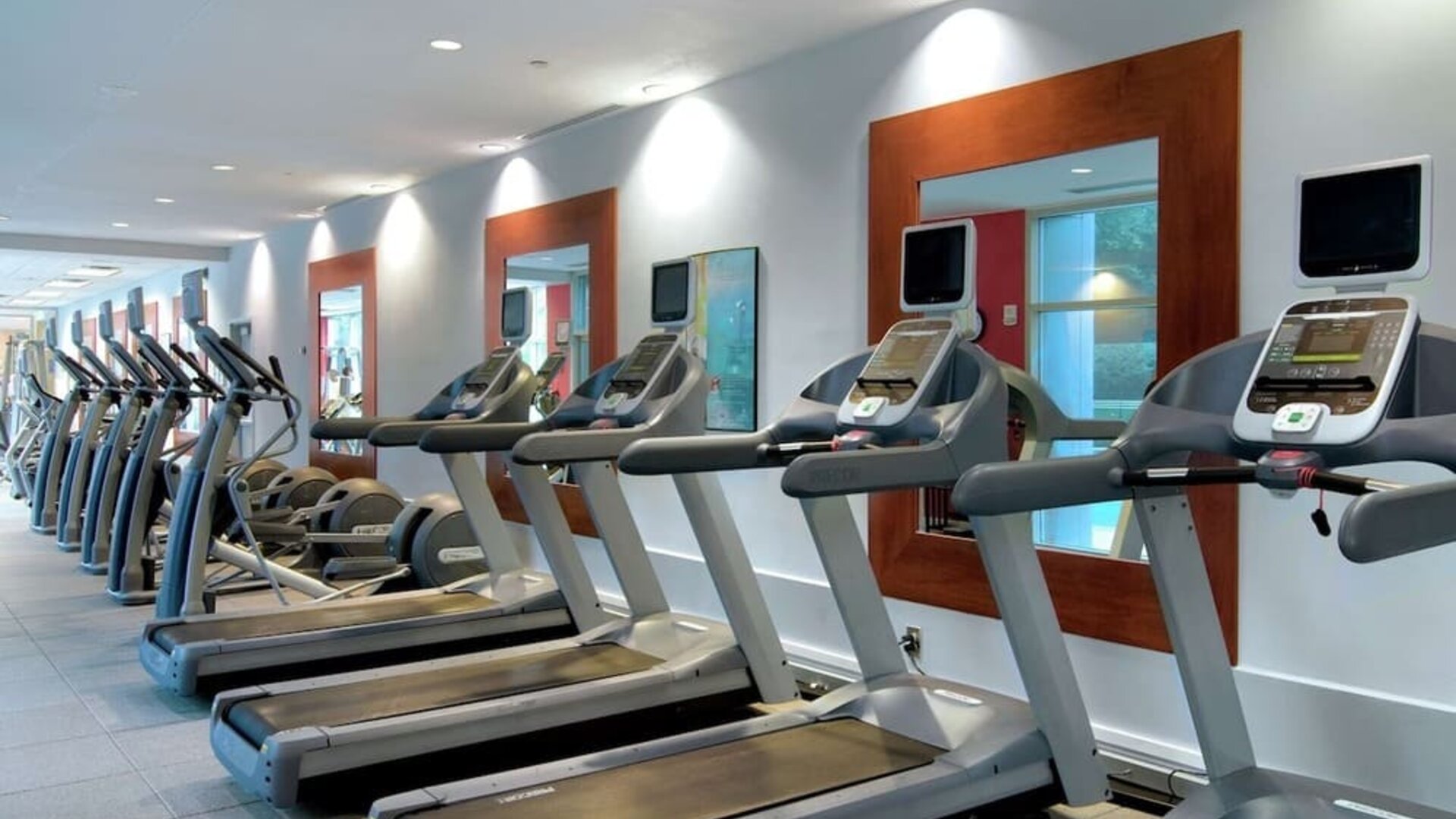 Fitness center at Hilton Atlanta Airport.