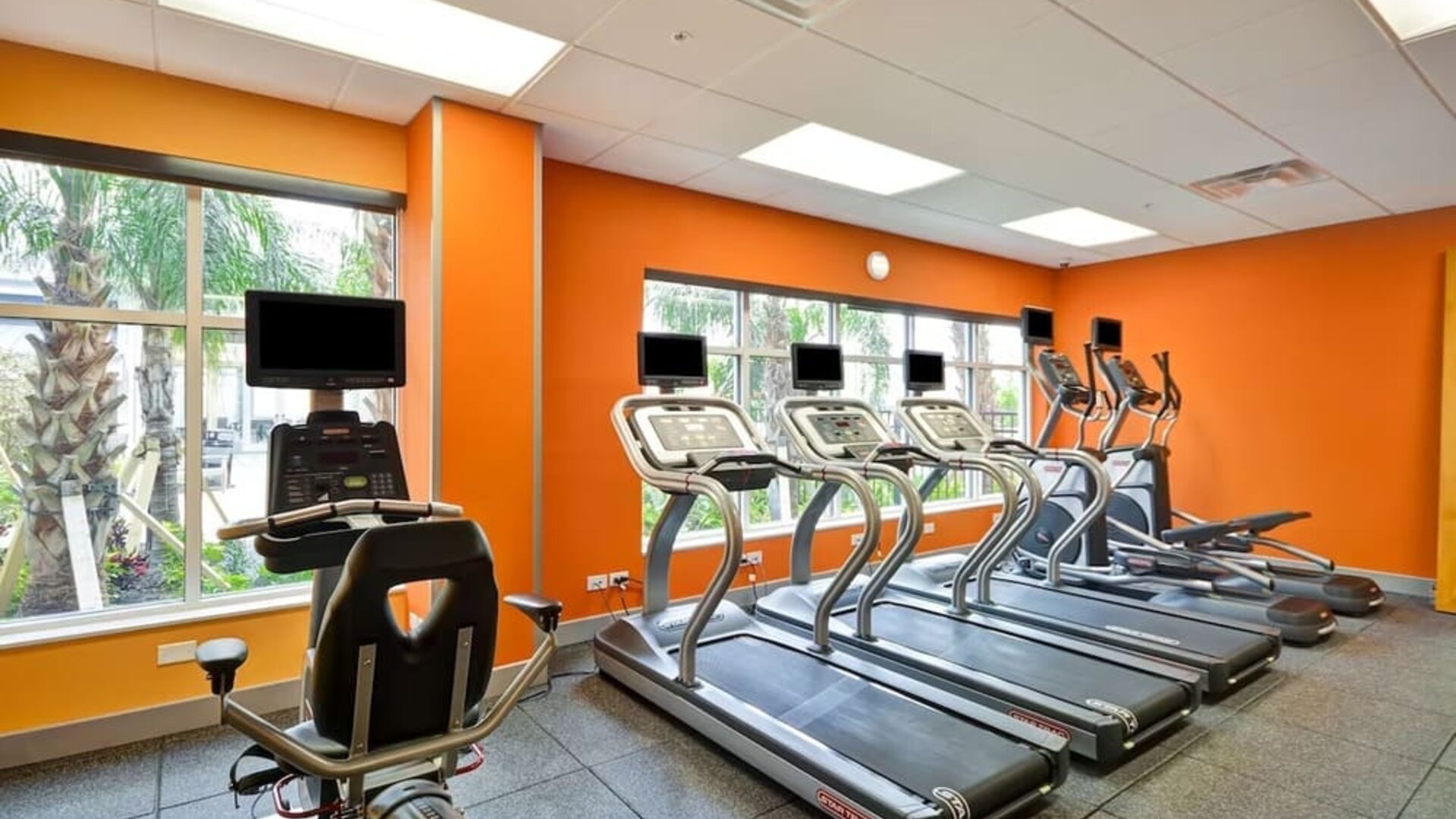 Gym at Homewood Suites By Hilton Orlando Theme Parks.