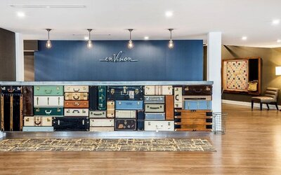 Reception desk at Envision Hotel Boston-Everett.