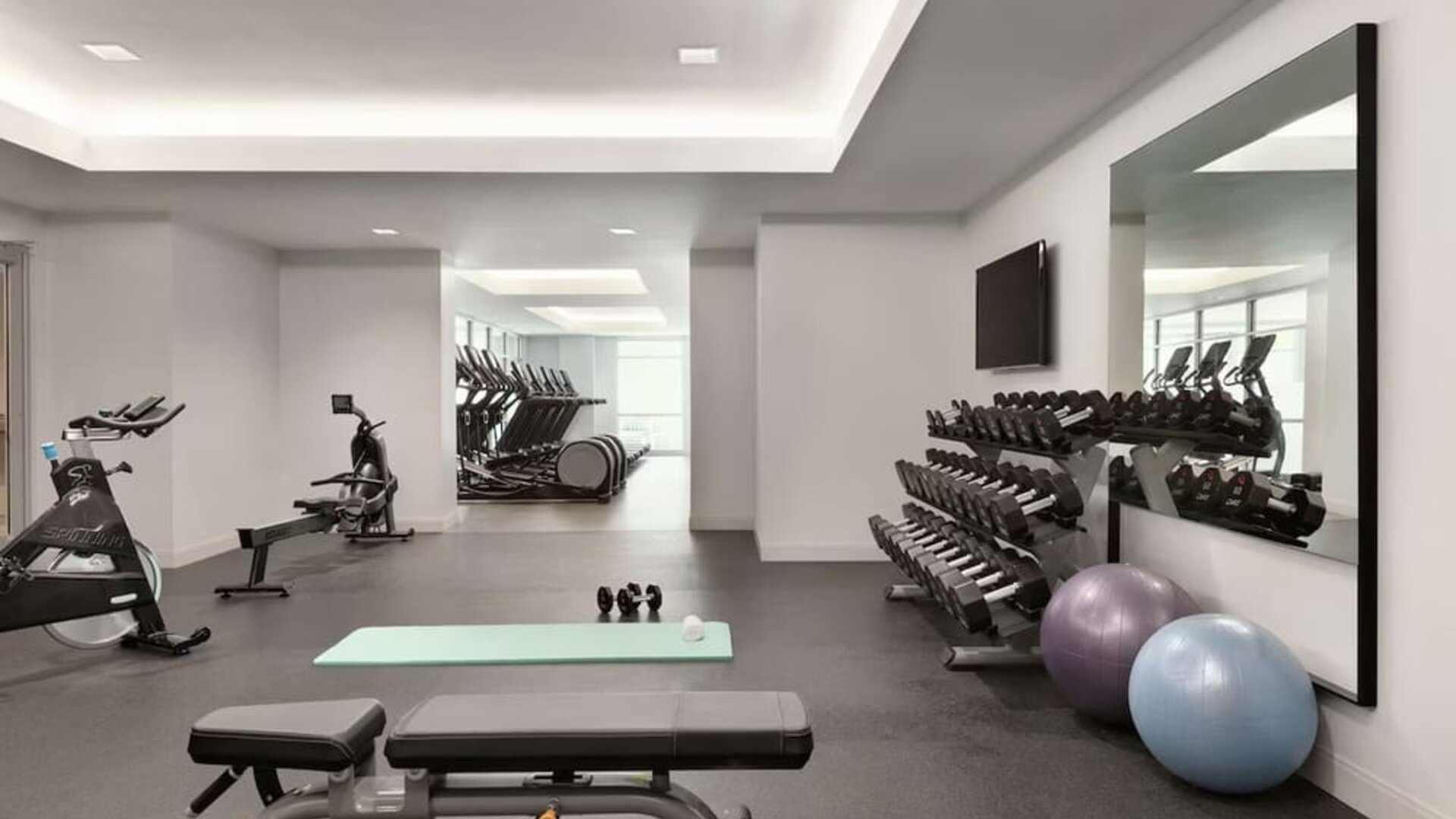 Fitness center at Embassy Suites By Hilton Atlanta Midtown.