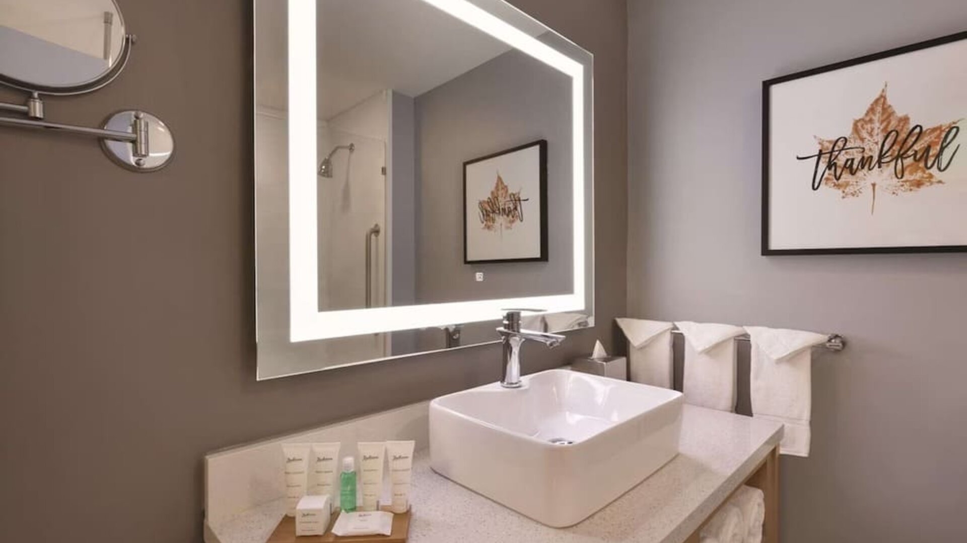 Guest bathroom at Radisson Hotel Atlanta Airport.