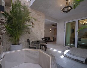 Hotel amenity hot tub at Olive Boutique Hotel.