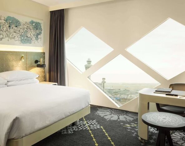 Day use room with work desk at Hilton Amsterdam Airport Schiphol.