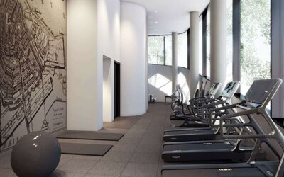 Fitness center with natural light at Hilton Amsterdam Airport Schiphol.