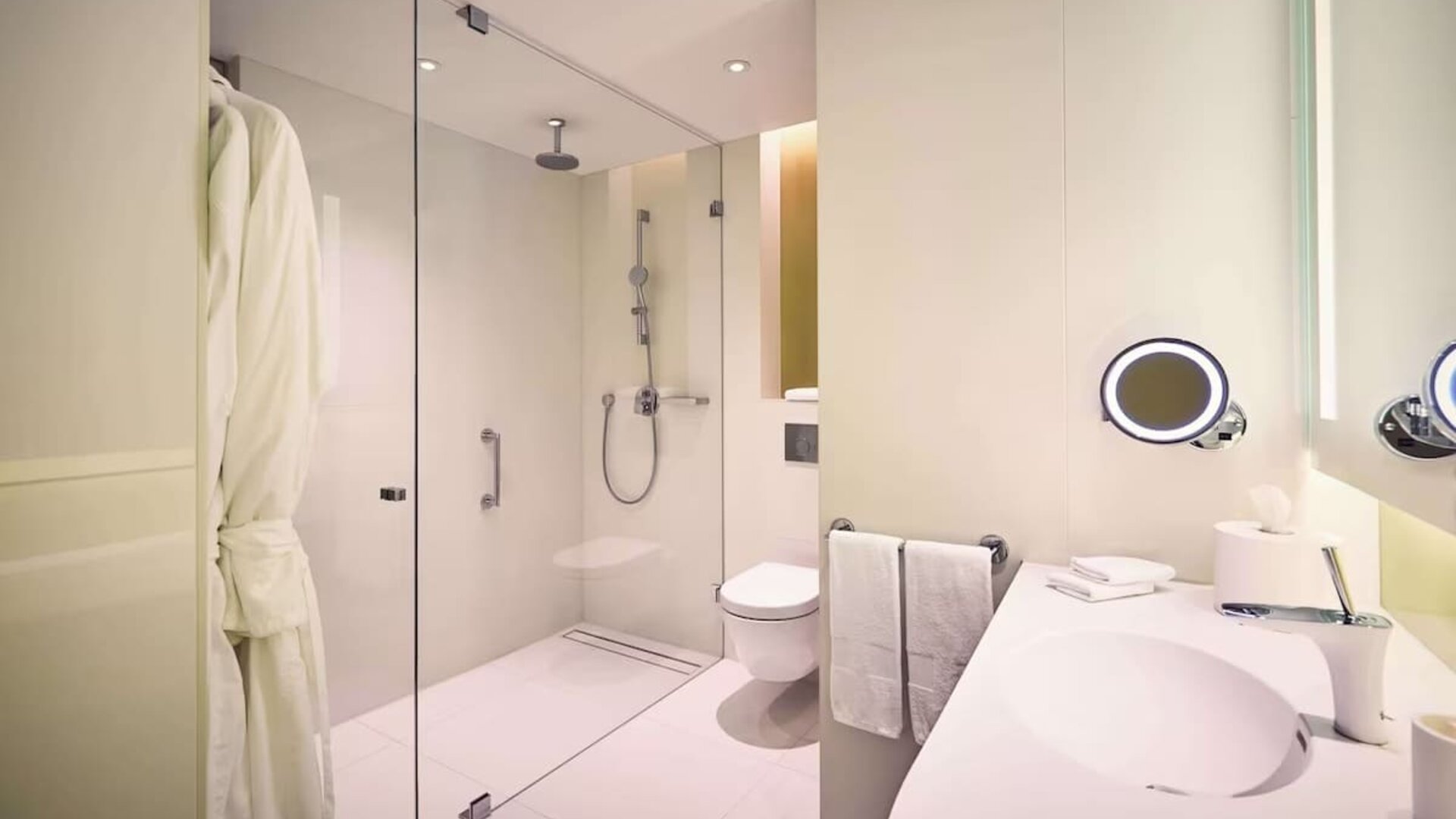 Private bathroom at Hilton Amsterdam Airport Schiphol.