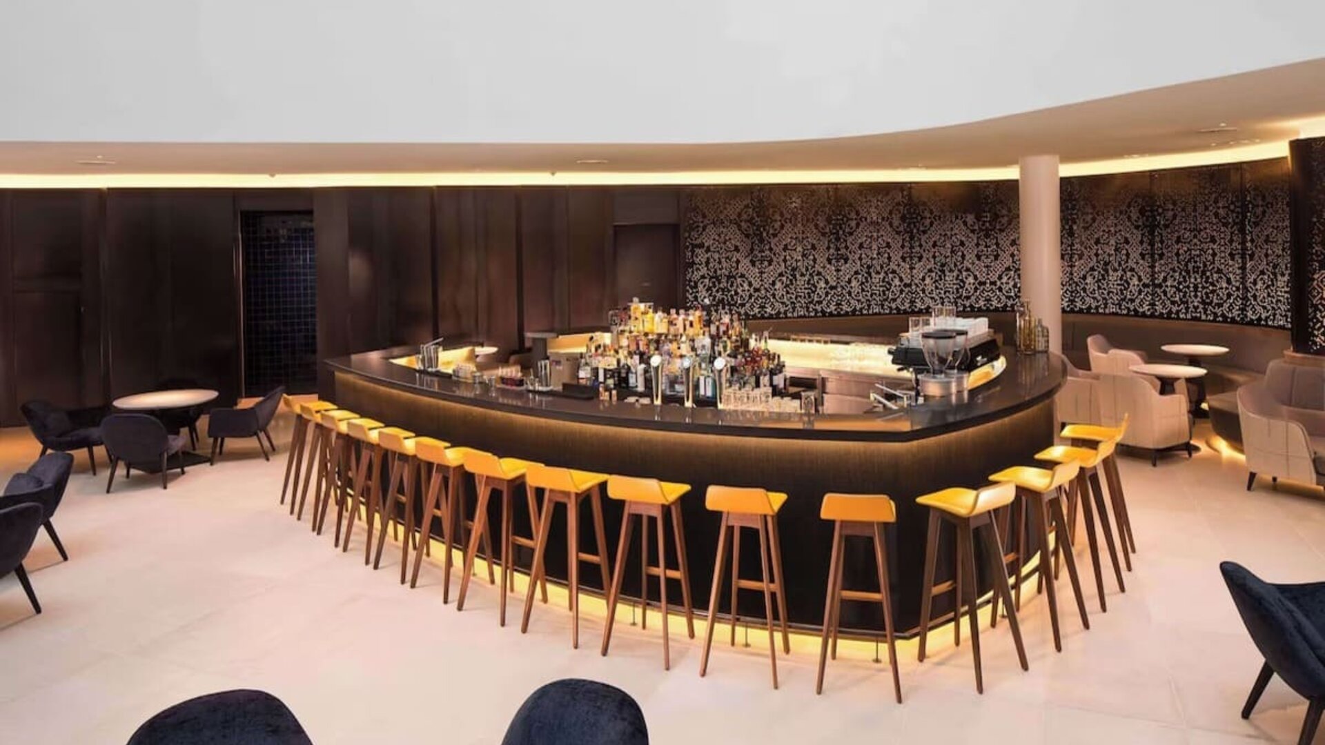 Hotel bar at Hilton Amsterdam Airport Schiphol.