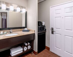Guest bathroom at La Quinta Inn & Suites By Wyndham Roswell.