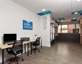 Work space at Developer Inn Downtown Orlando.