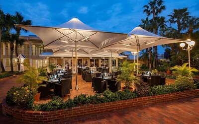 Outdoor terrace at Island Grand At TradeWinds.