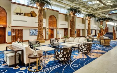 Lobby seating at Island Grand At TradeWinds.