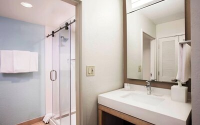 Bathroom at Courtyard by Marriott Myrtle Beach Barefoot Landing.