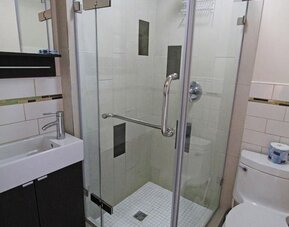 Bathroom at Jones Beach Hotel.