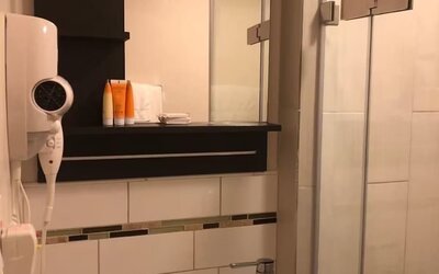 Bathroom at Jones Beach Hotel.