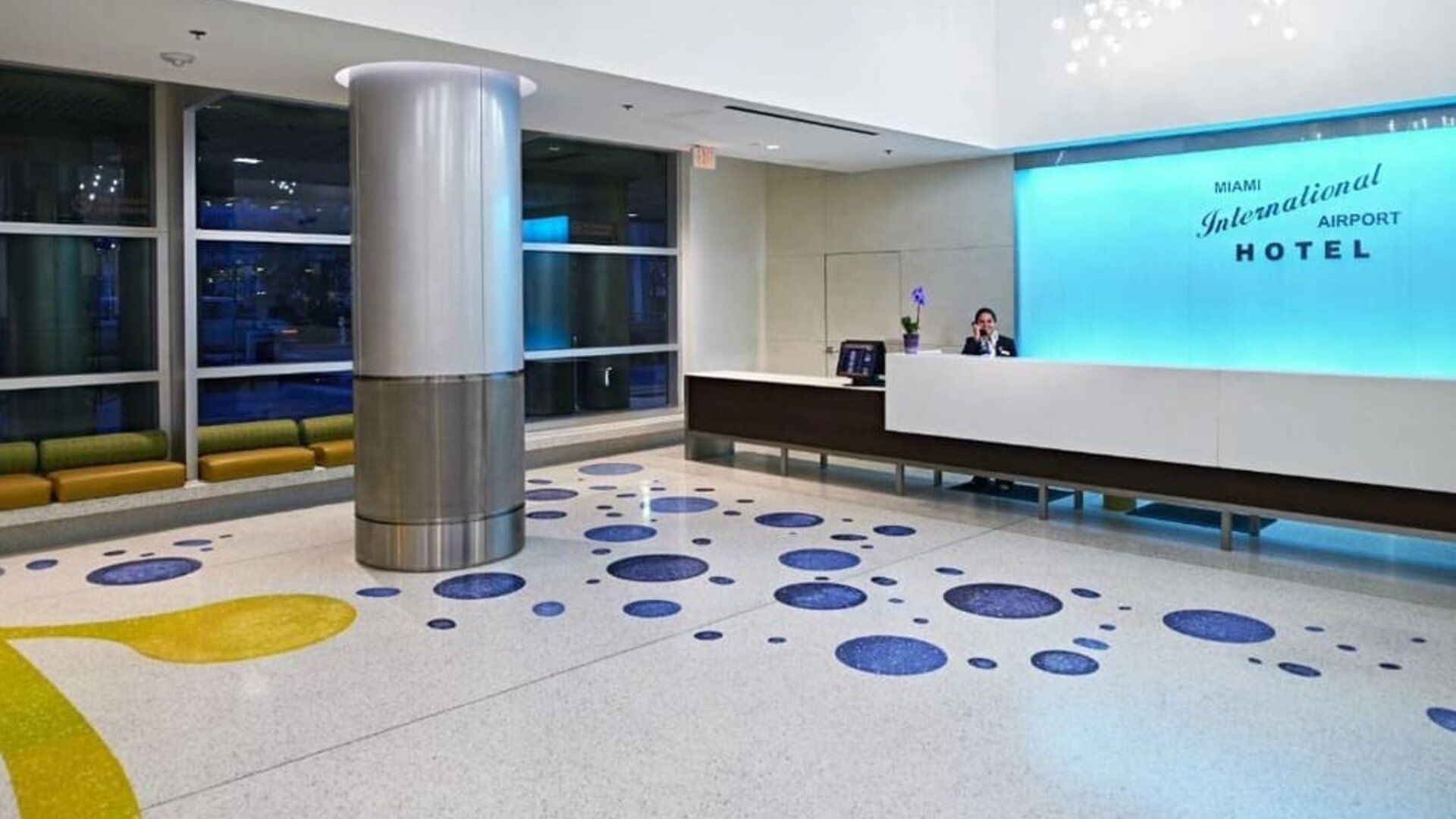 Reception area at Miami International Airport Hotel.