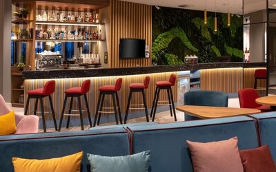 Hotel bar and lounge at Hampton By Hilton Riga Airport.