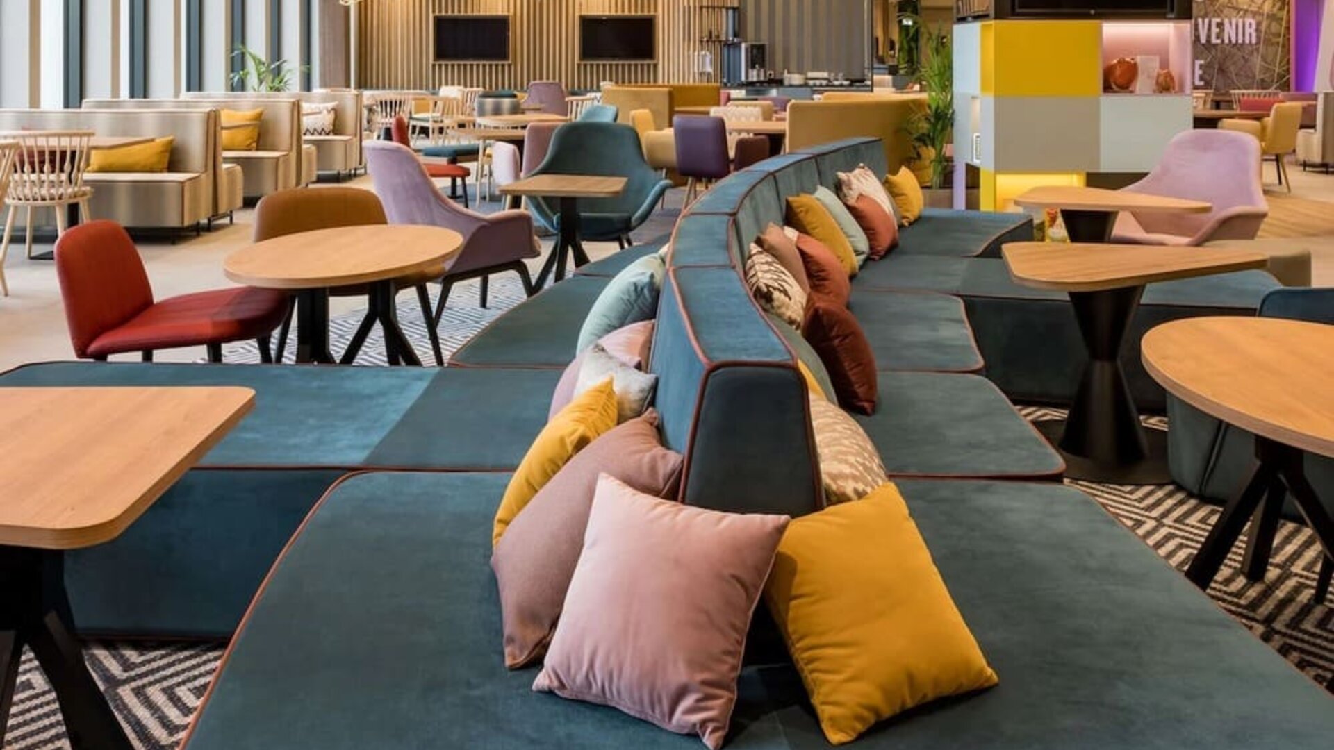 Hotel bar and lounge at Hampton By Hilton Riga Airport.