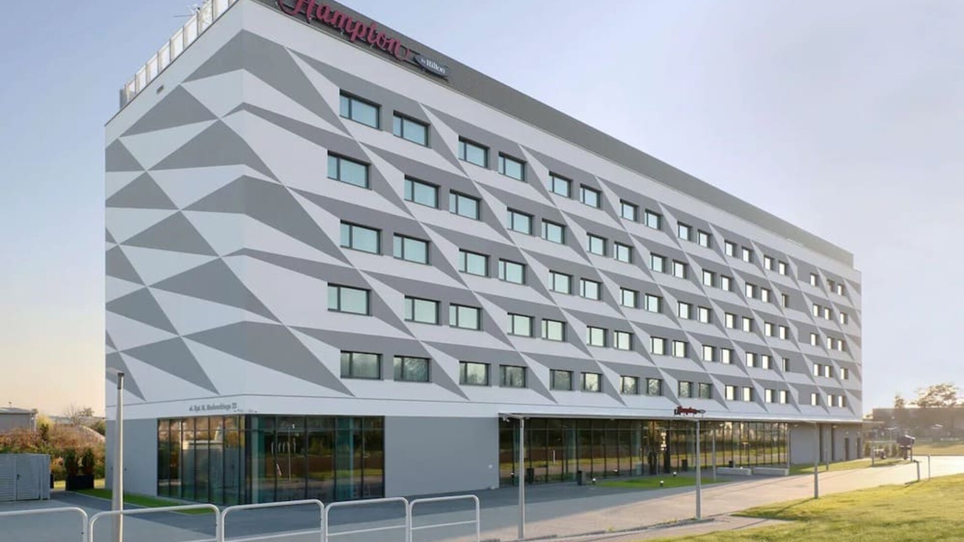 Hotel exterior at Hampton By Hilton Krakow Airport.