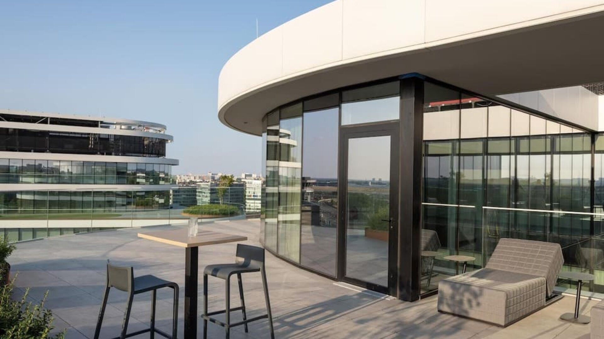 Outdoor terrace at Hilton Garden Inn Brussels Airport.
