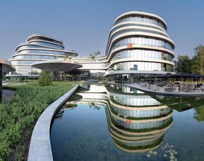 Hotel exterior at Hilton Garden Inn Brussels Airport.