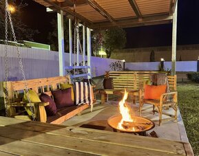 Terrace at Island Suites Hobby Airport.