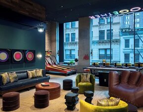 Lobby at Moxy NYC Downtown.